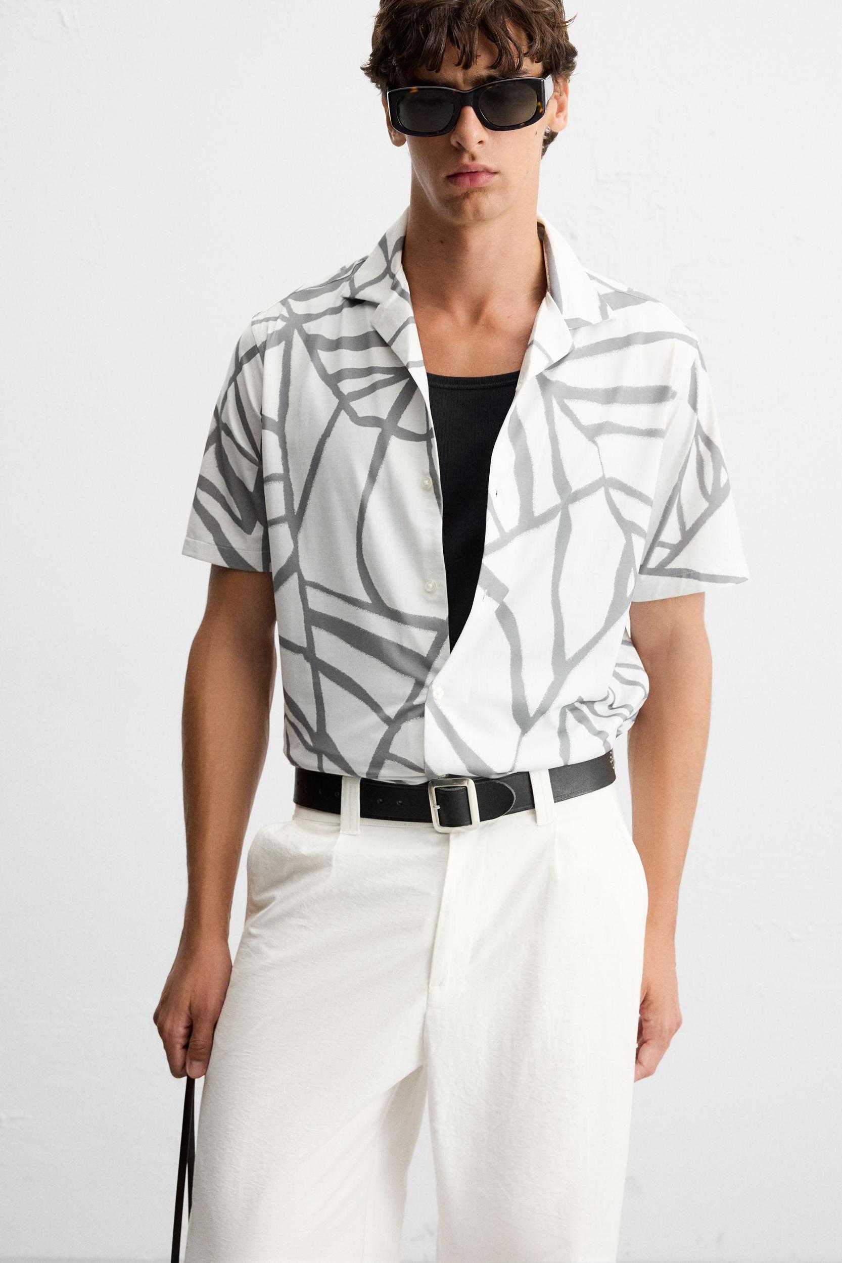 ABSTRACT PRINT STRETCH SHIRT Product Image