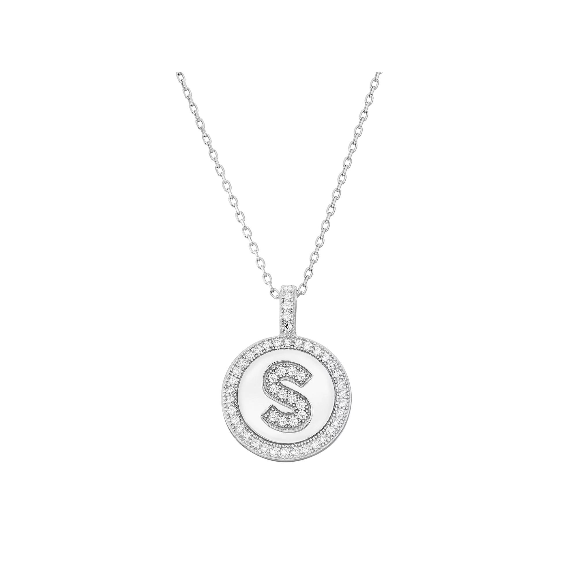 Argento Bella Sterling Silver Cubic Zirconia Initial Pendant Necklace, Women's,  Product Image