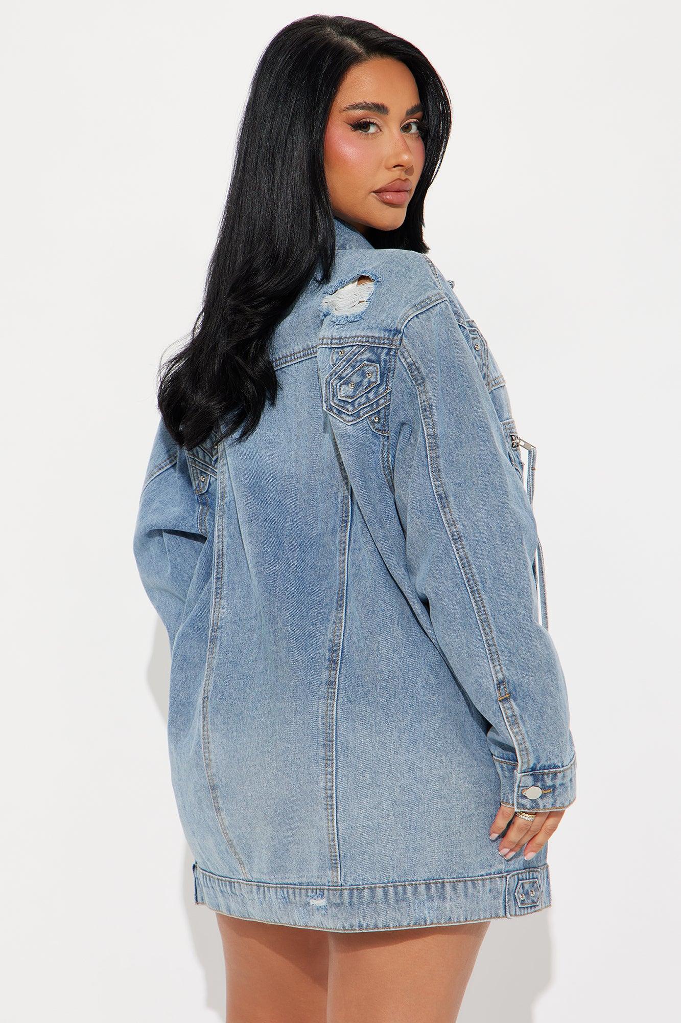 Big Impact Studded Denim Jacket - Light Wash Product Image