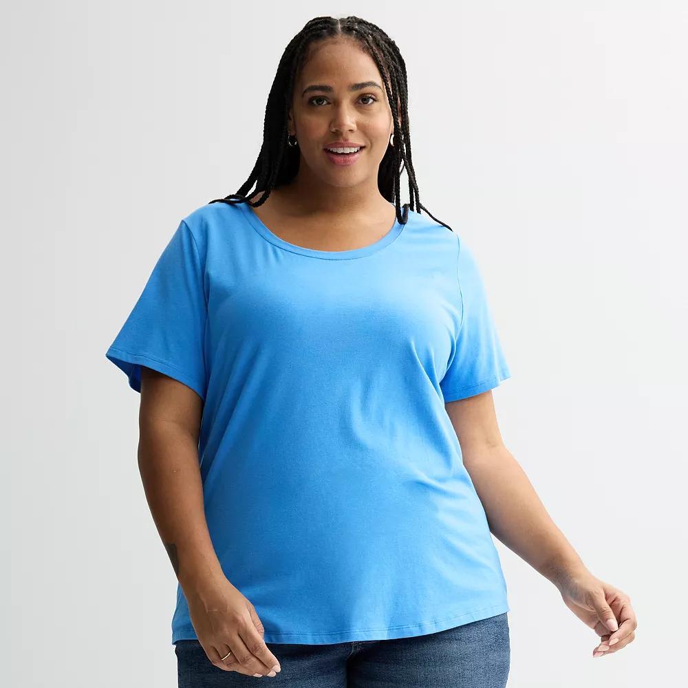 Plus Size Sonoma Goods For Life® Relaxed Scoopneck Tee, Women's, Size: 5XL, Purple Product Image