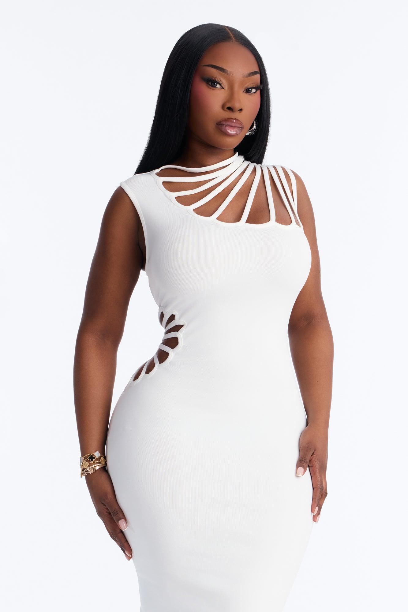 Sassy Angel Bandage Midi Dress - White Female Product Image