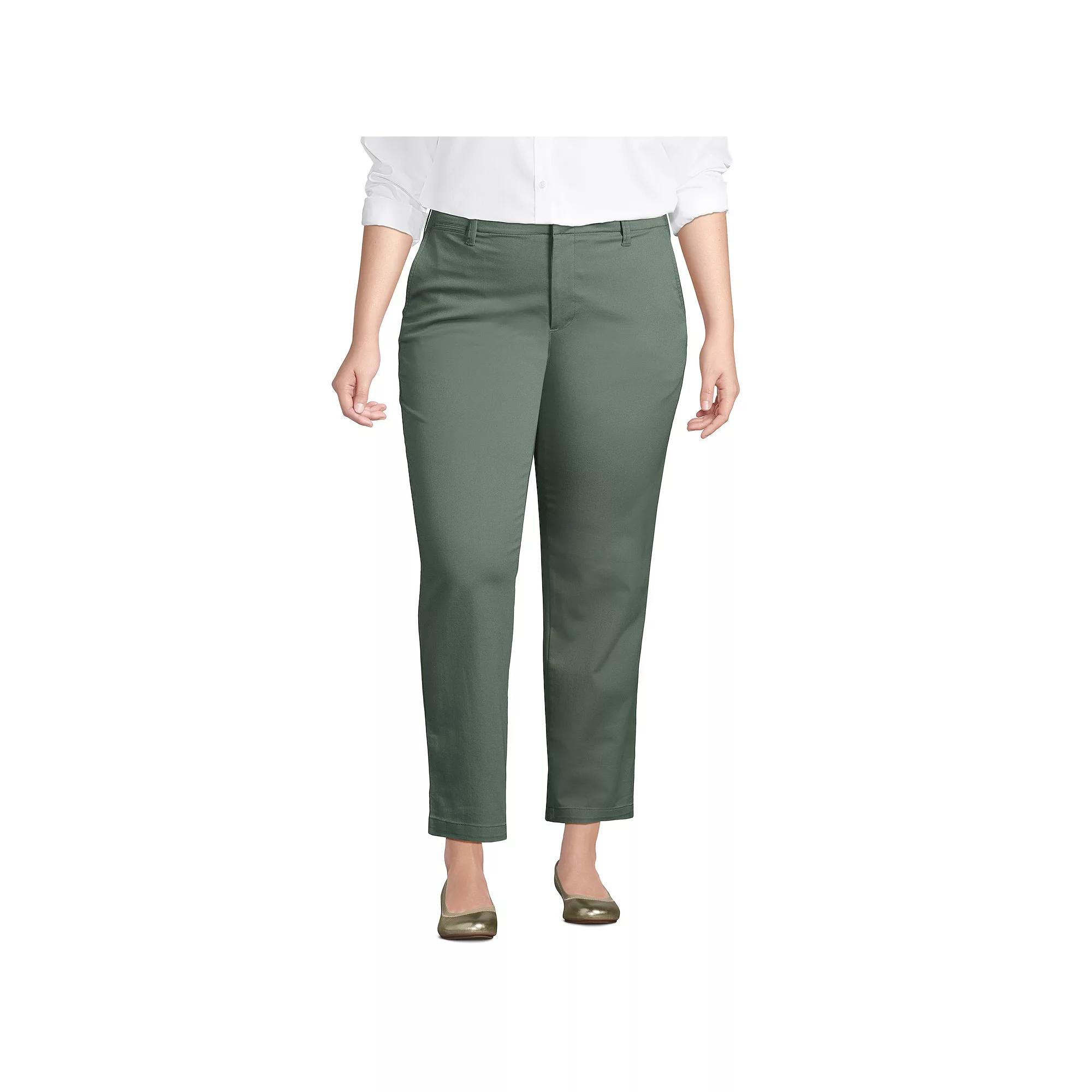 Plus Size Lands End Mid Rise Classic Straight Leg Chino Ankle Pants, Womens Product Image