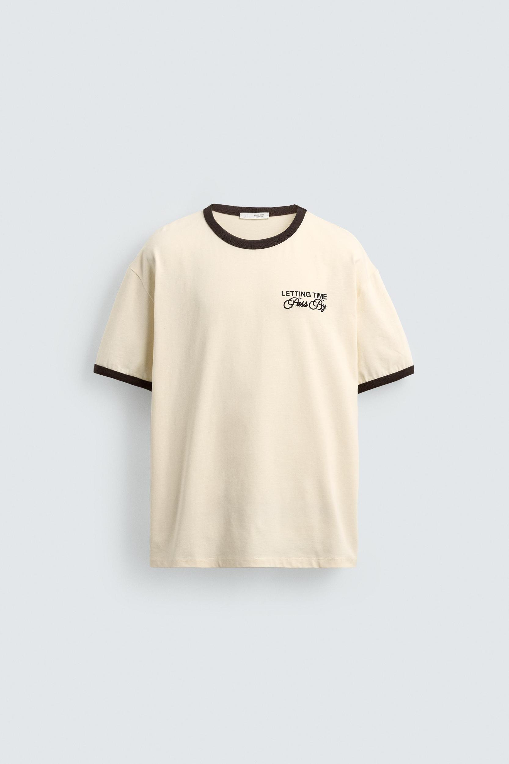 CONTRAST RIB TEXT T-SHIRT Product Image
