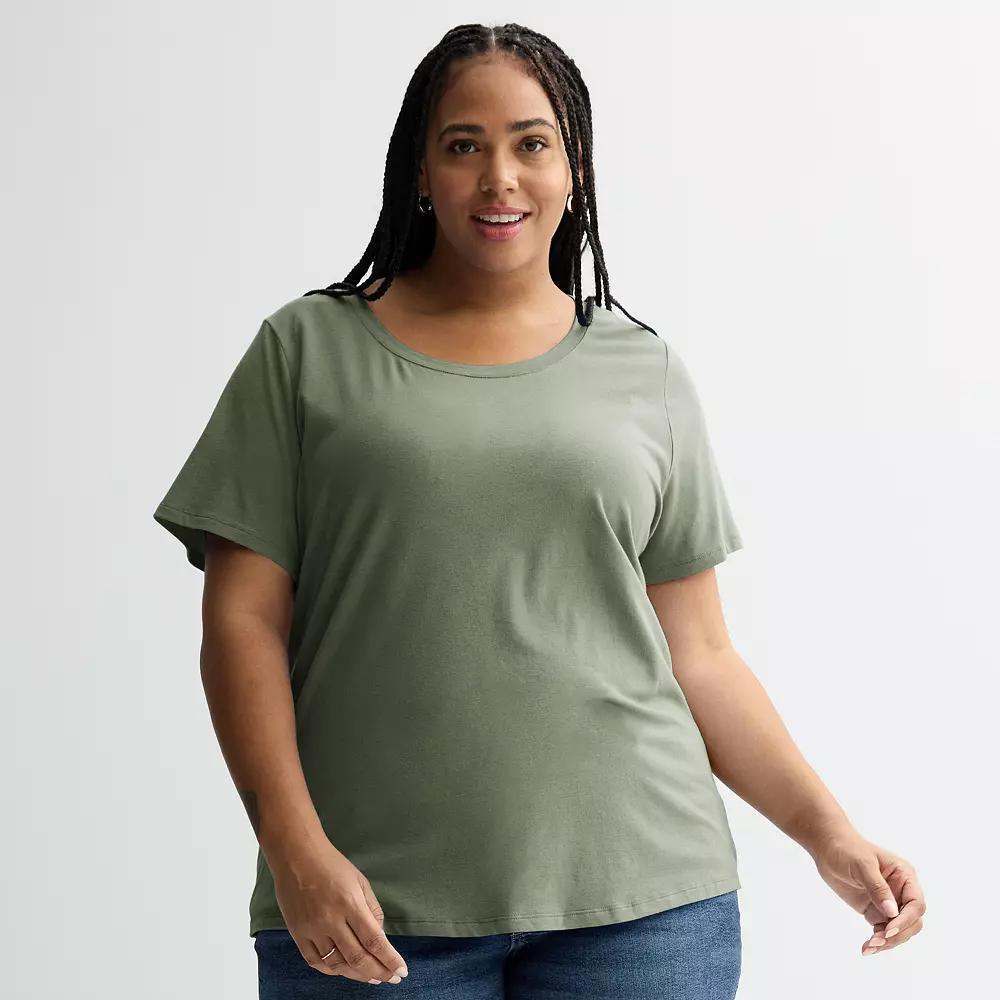 Plus Size Sonoma Goods For Life® Relaxed Scoopneck Tee, Women's, Size: 5XL, Madri Green Product Image