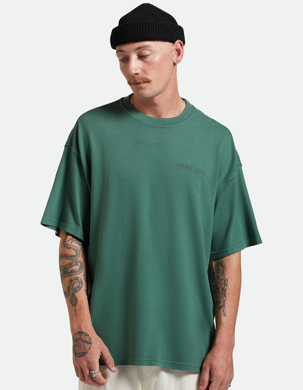 BRIXTON Quality Goods Mens Relaxed Knit Shirt - DK GREEN Product Image