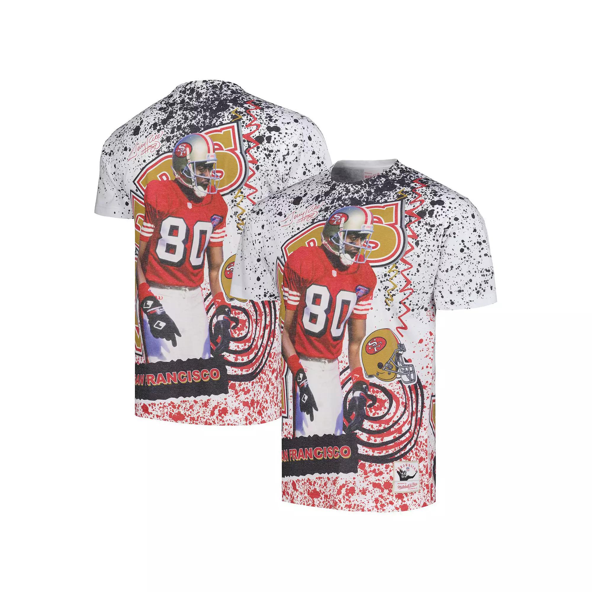 Men's Mitchell & Ness Jerry Rice White San Francisco 49ers Retired Player Name & Number Burst T-Shirt, Size: Medium Product Image