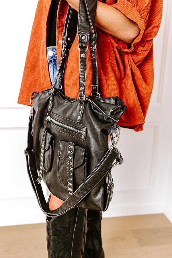 Wisteria Avenue Faux Leather Tote In Black Product Image