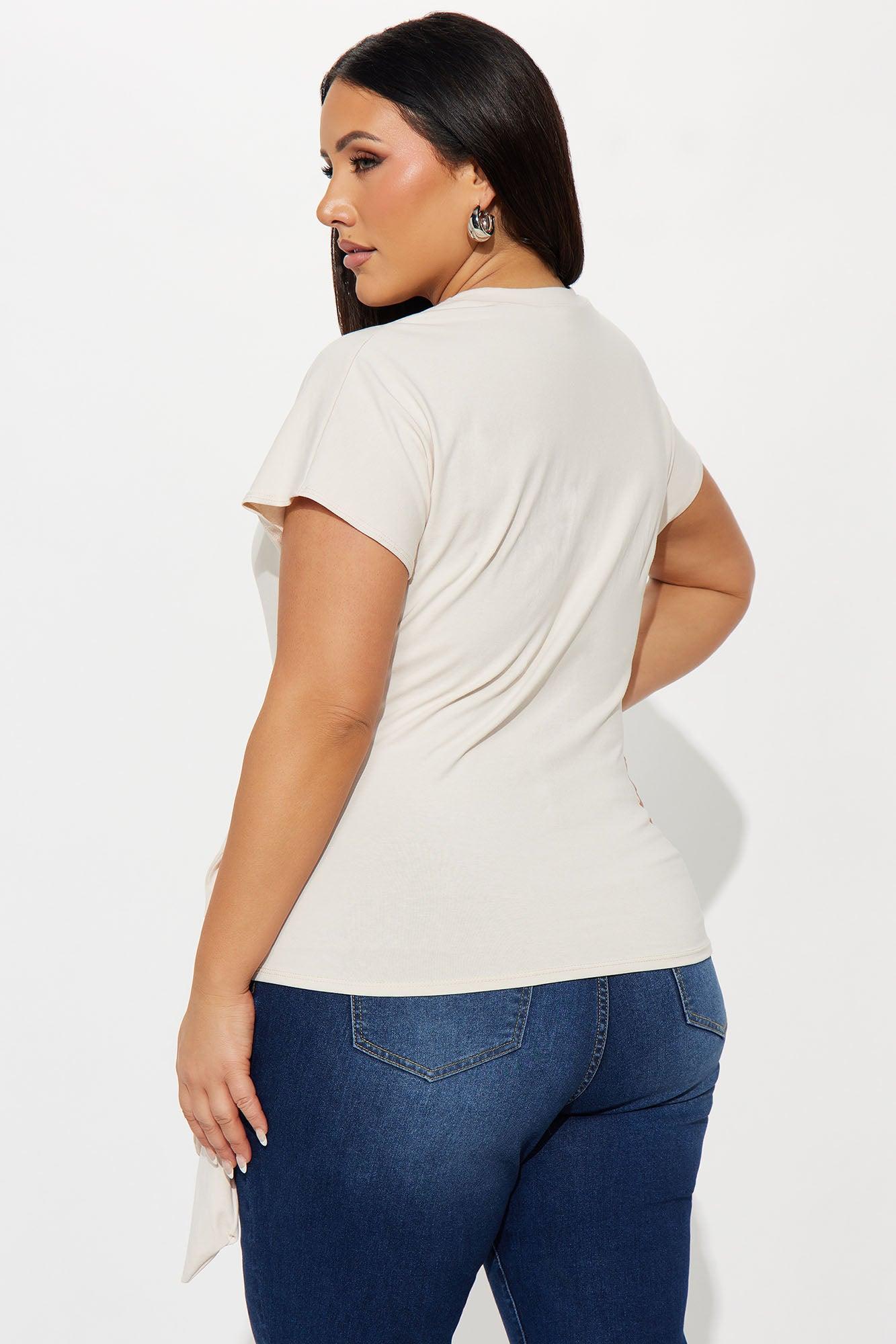 Penny Tie Waist Tshirt - Cream Female Product Image