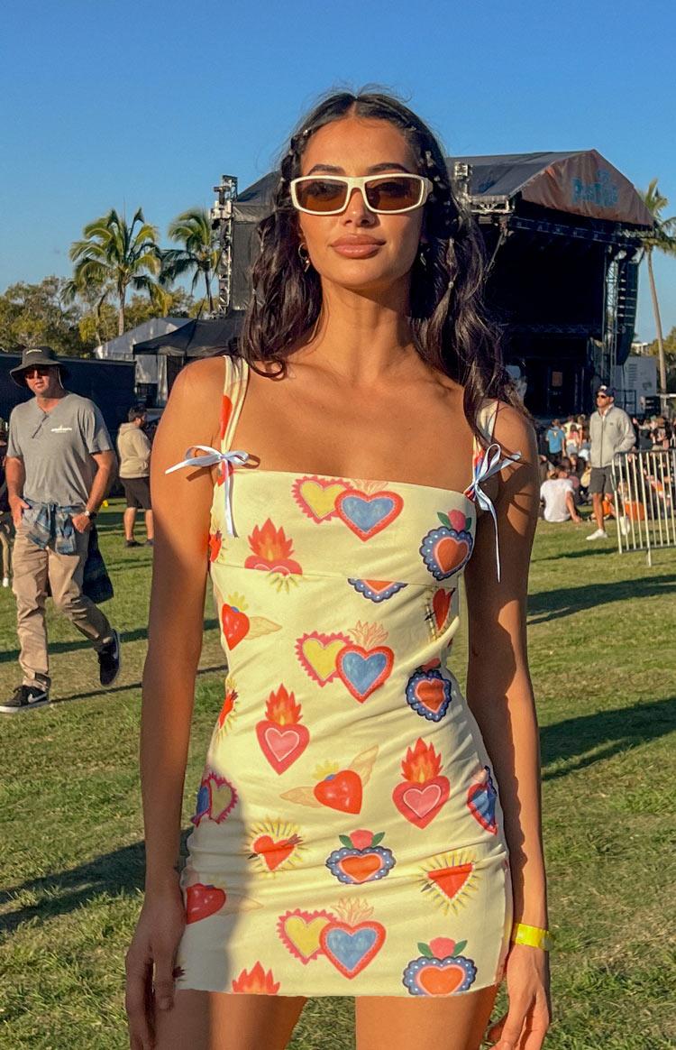 Romeo Yellow Print Mini Dress Product Image