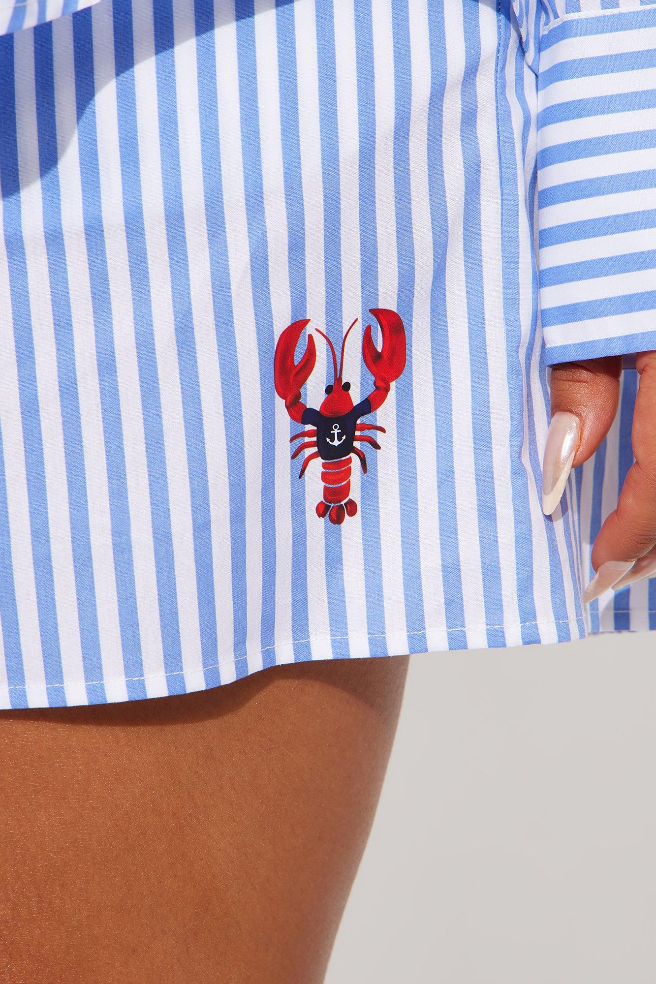 Salty Lobster Poplin Short Set - Blue/combo Product Image