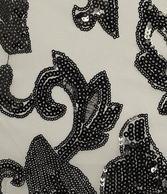 Midnight Doll Floral Sequin-Lace Up Spaghetti Strap Square Neck Dress Product Image