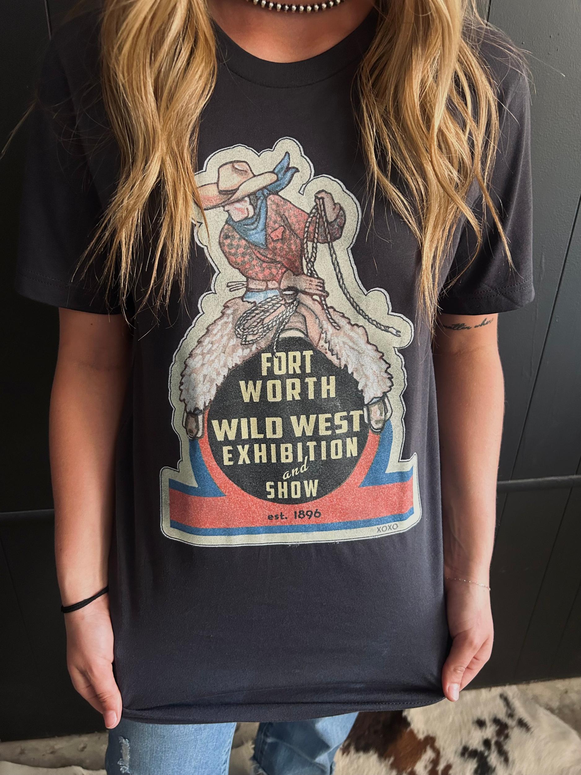 Fort Worth Cowboy Sticker Graphic Tee Product Image