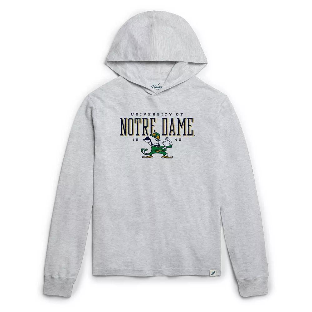 Men's League Collegiate Wear Ash Notre Dame Fighting Irish Team Stack Tumble Long Sleeve Hooded T-Shirt,  Product Image