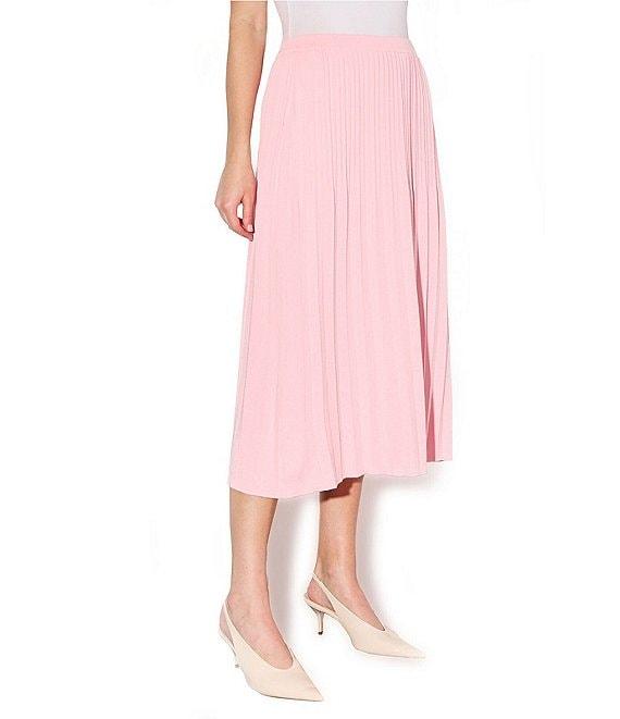 Ming Wang Soft Knit Pleated Pull-On Midi Skirt Product Image