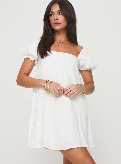 Beyond Linen Blend Mini Dress White Product Image