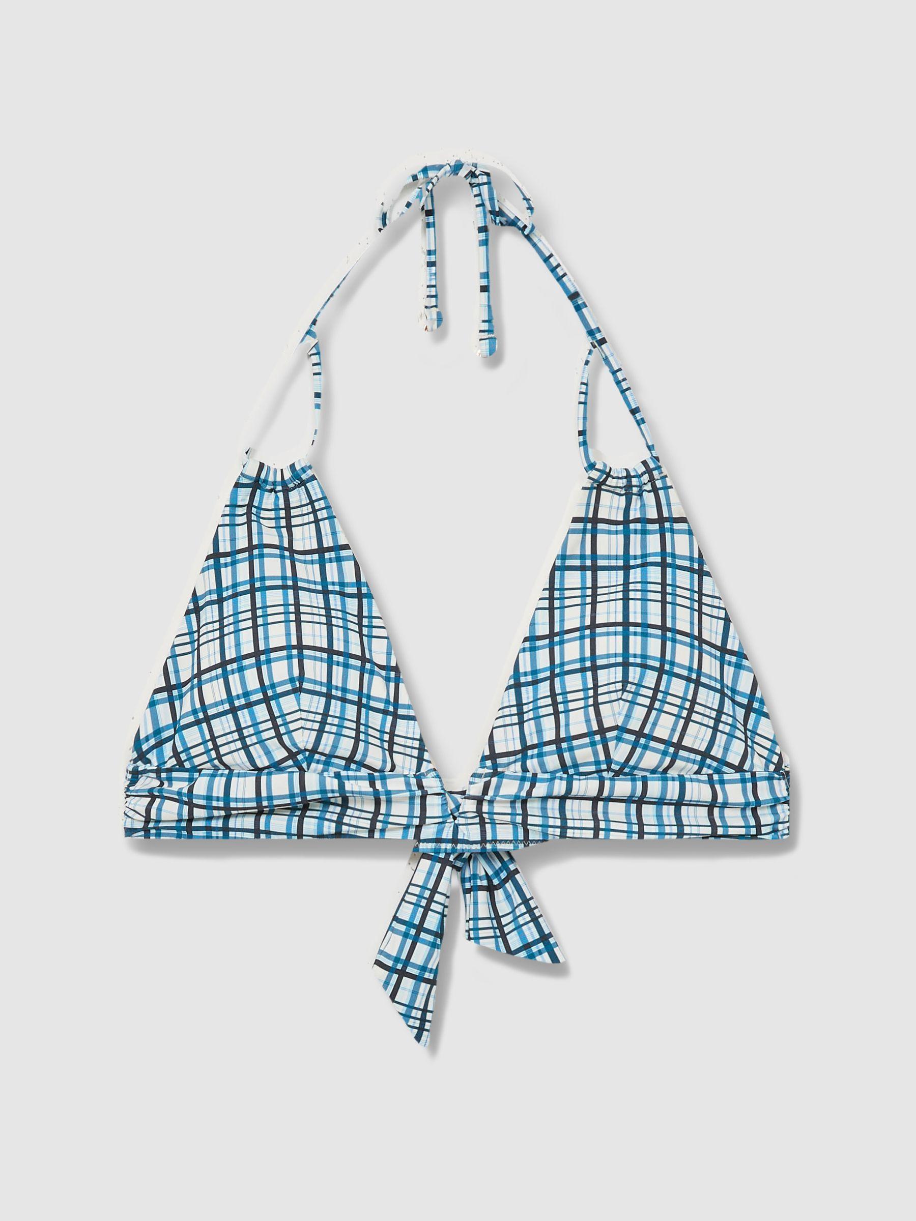 Check Halterneck Bikini Top in Blue Product Image