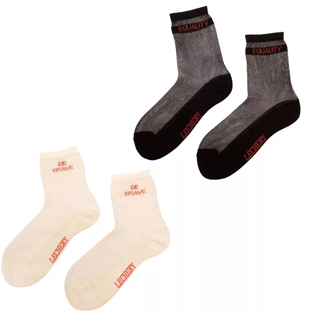 Women's LECHERY® "Be Brave" & "Equality" 2-Pack Statement Sheer Crew Socks, Size: 5-9, Multi Product Image