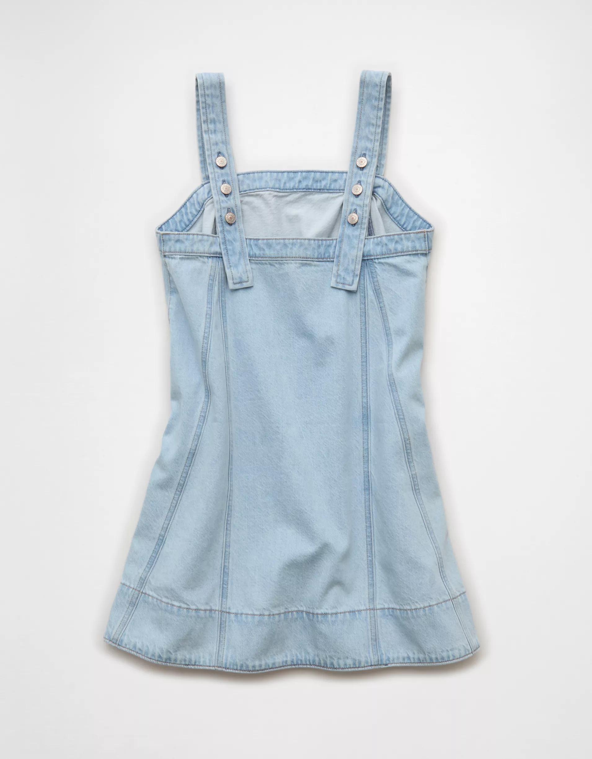 AE Square Neck Denim Shift Dress Product Image