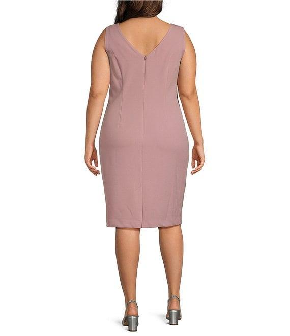 Le Bos Plus Size Illusion Sleeve Stretch Crepe Jacket Dress Product Image