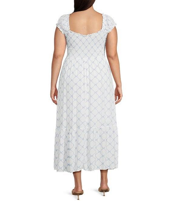 Perch By Blu Pepper Plus Smocked Ruched Sleeve Midi Dress Product Image