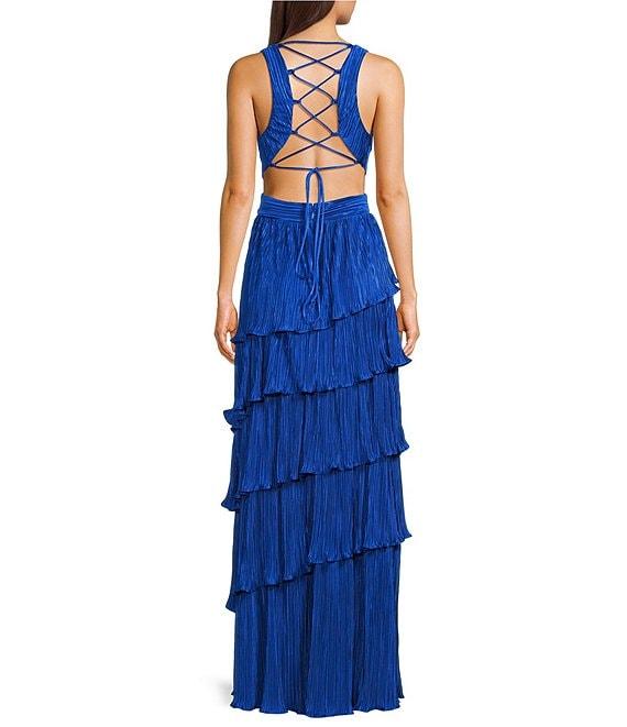 Lulus Mulholland Cutout Plisse Maxi Dress Product Image