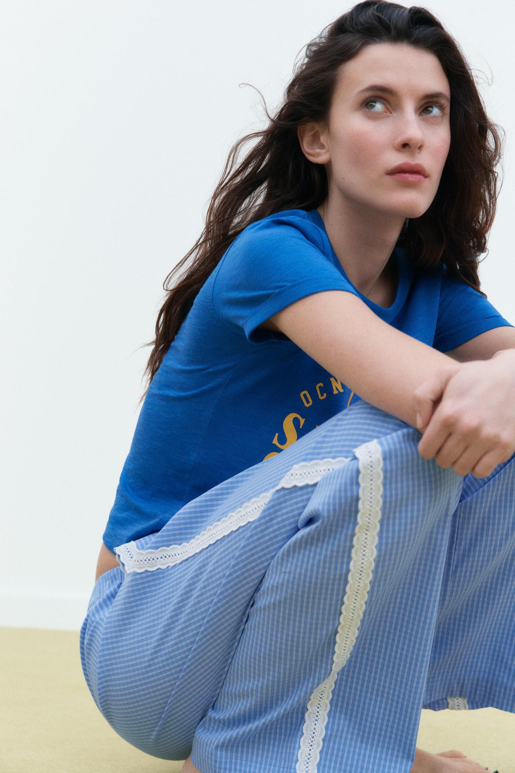 LACE PLAID PAJAMA PANTS Product Image