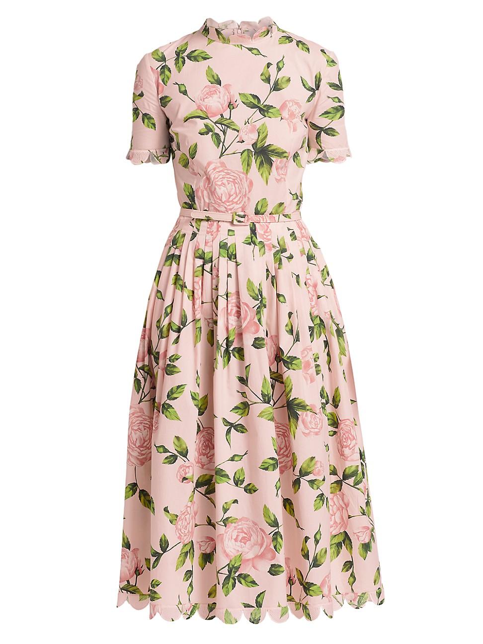 Womens English Roses Poplin Midi-Dress Product Image