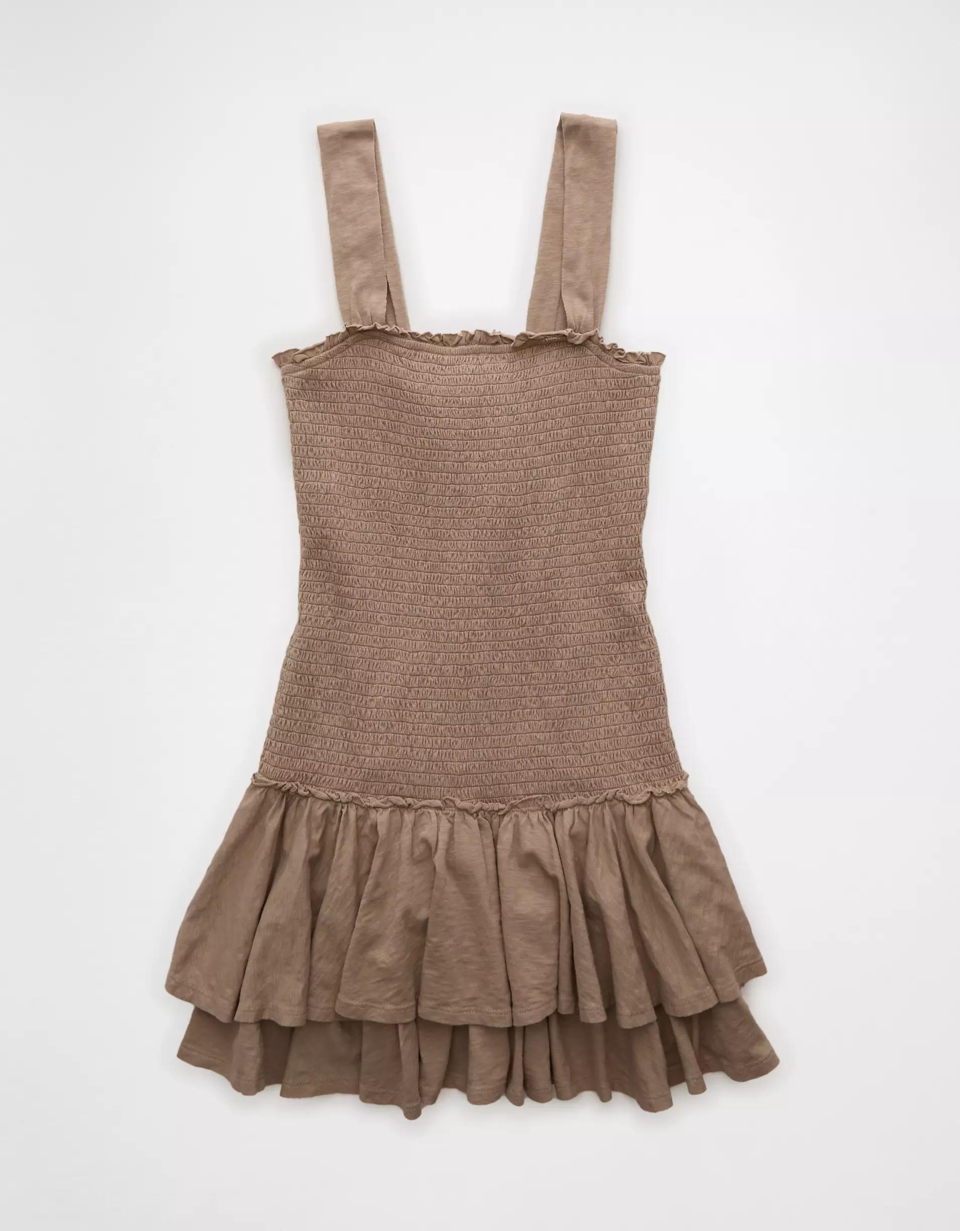 AE Sunchaser Knit Smocked Drop Waist Mini Dress Product Image