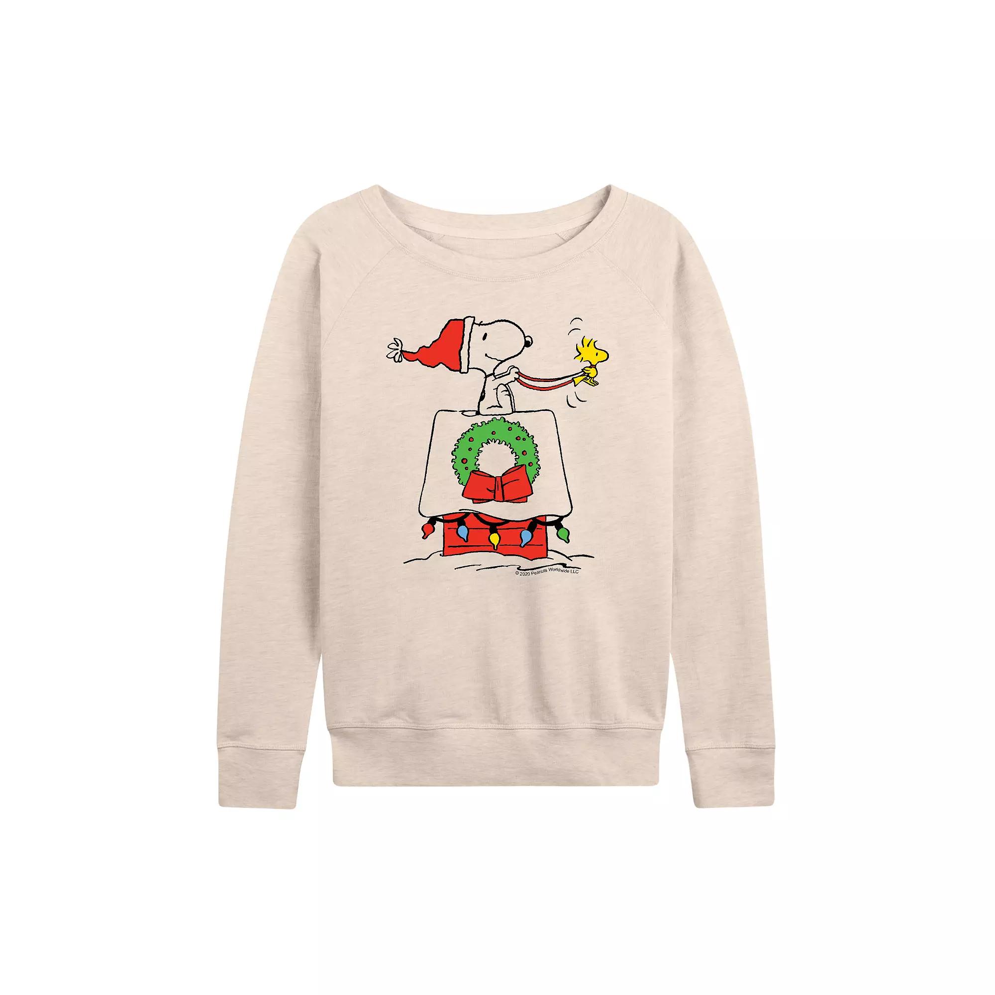 Women's Peanuts Snoopy Snow French Terry Long Sleeve Tee,  Product Image