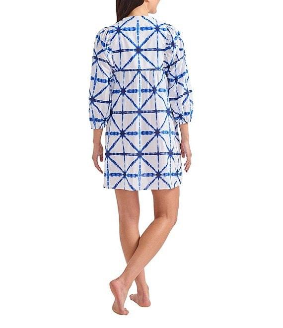 Tommy Bahama Catalina Shibori Cotton V-Neck Swim Cover-Up Product Image