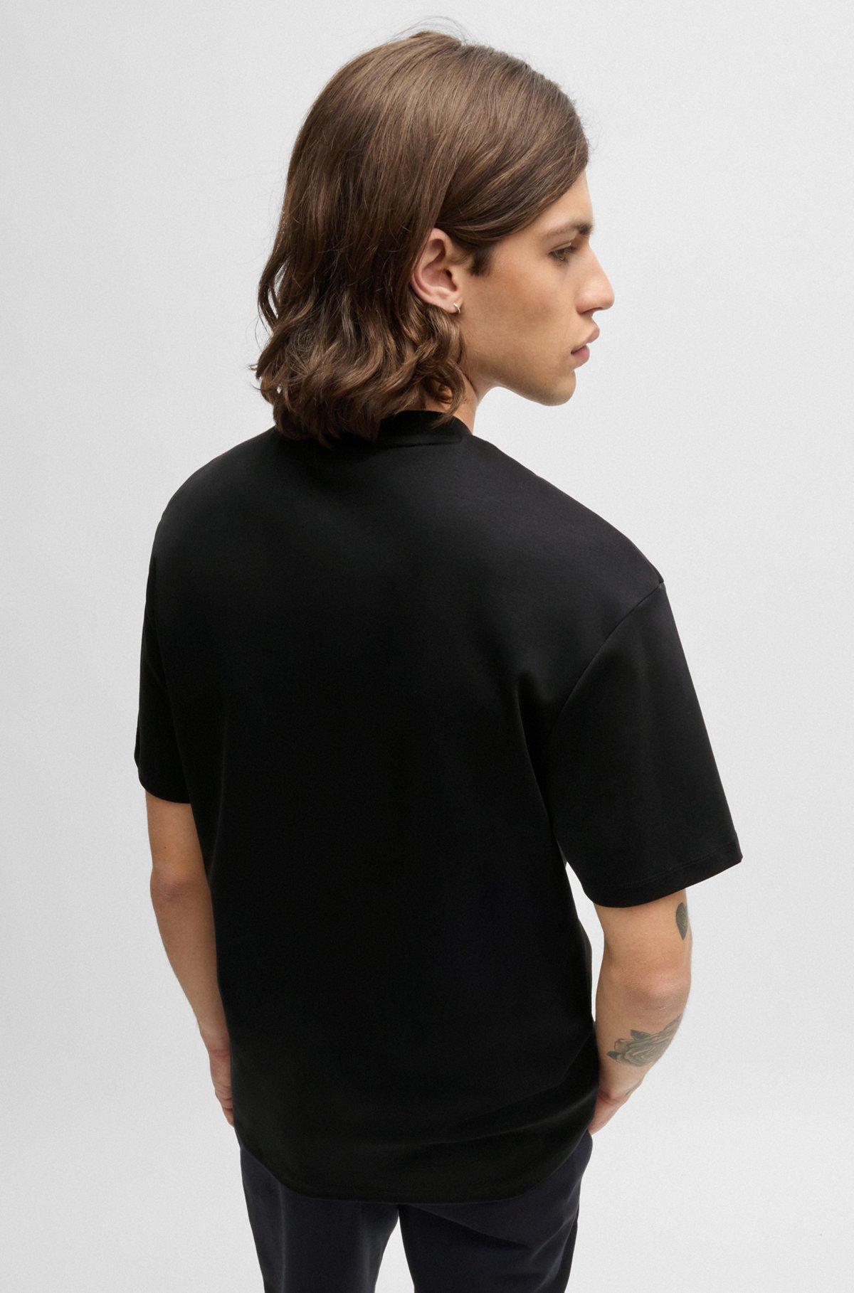 Interlock-cotton T-shirt with metallic stacked-logo badge Product Image