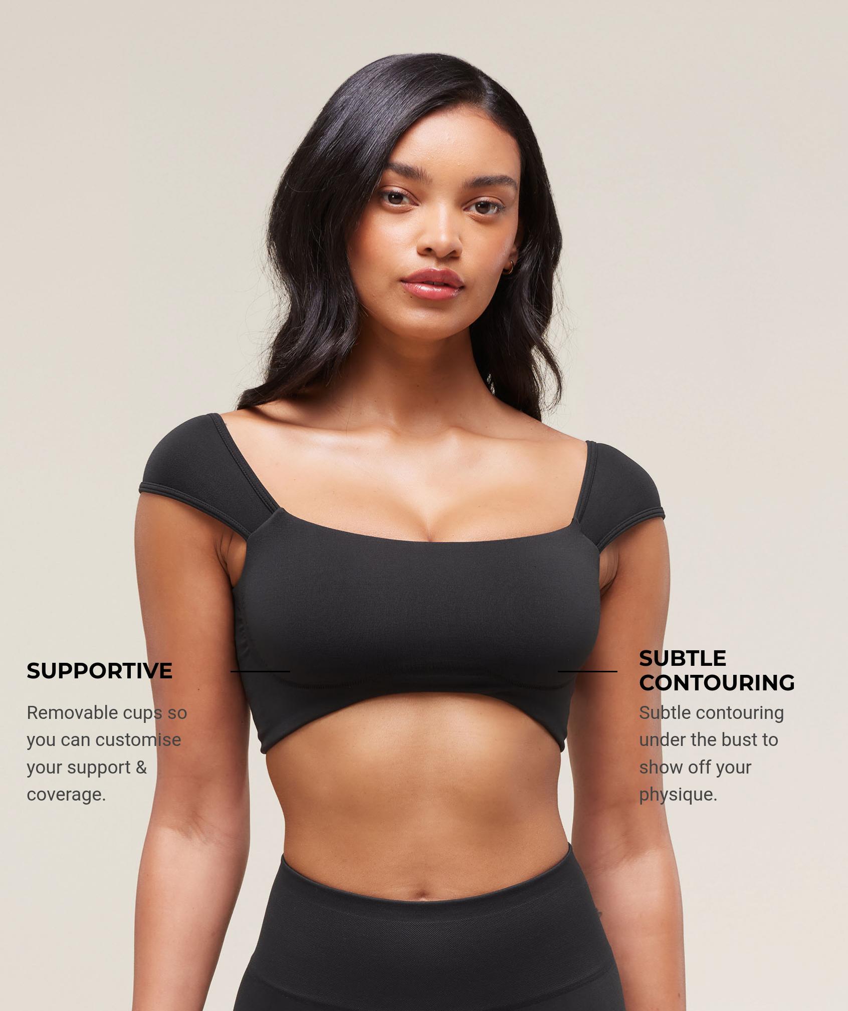 Gymshark Soft Sculpt Cap Sleeve Bralette - Black Female Product Image