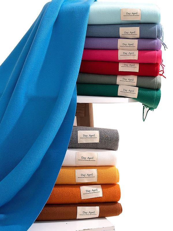 Keep Warm Solid Color Tasseled Shawl&Scarf Product Image