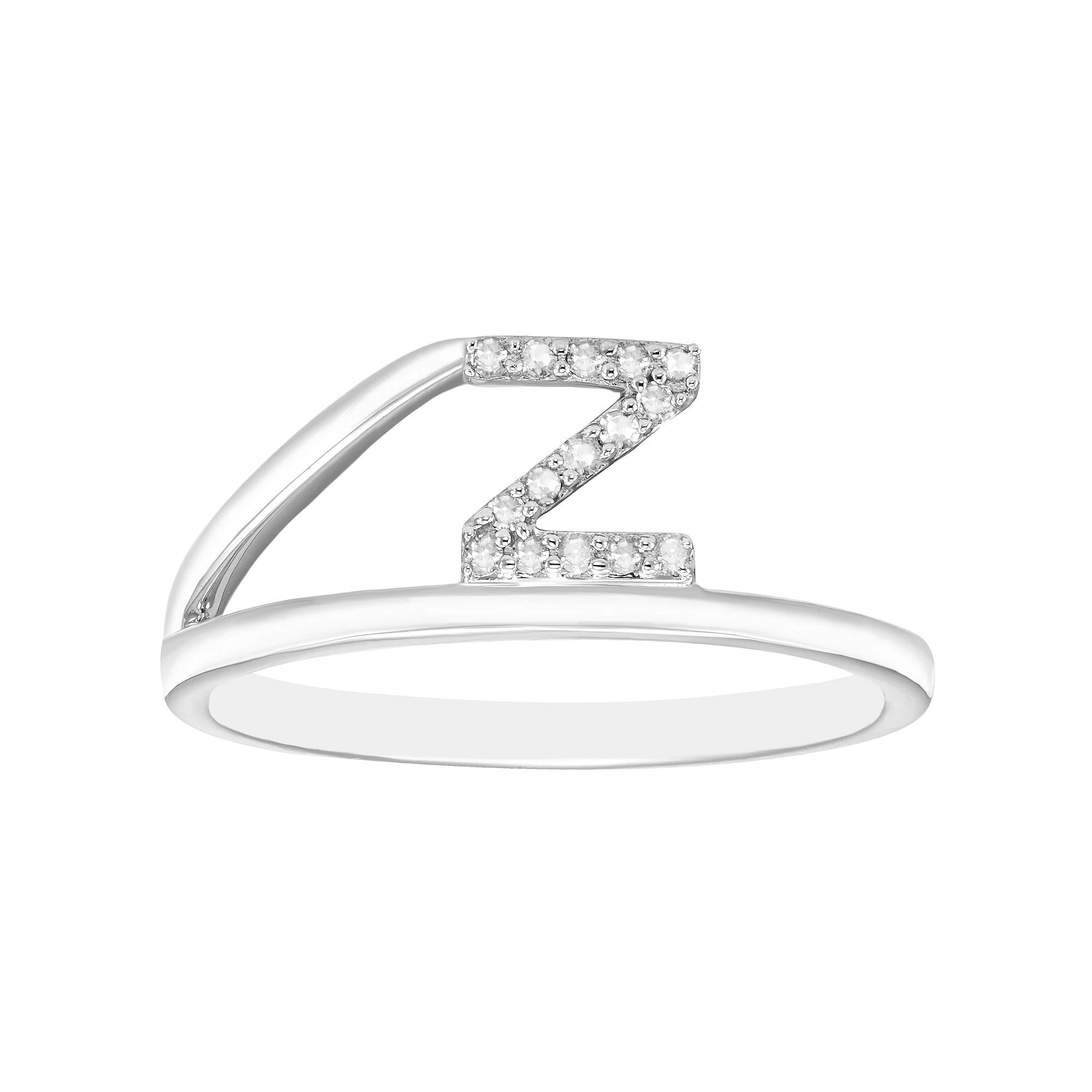 Boston Bay Diamonds Sterling Silver Diamond Accent Letter Initial Split Shank Ring, Womens Silver Tone Z Product Image
