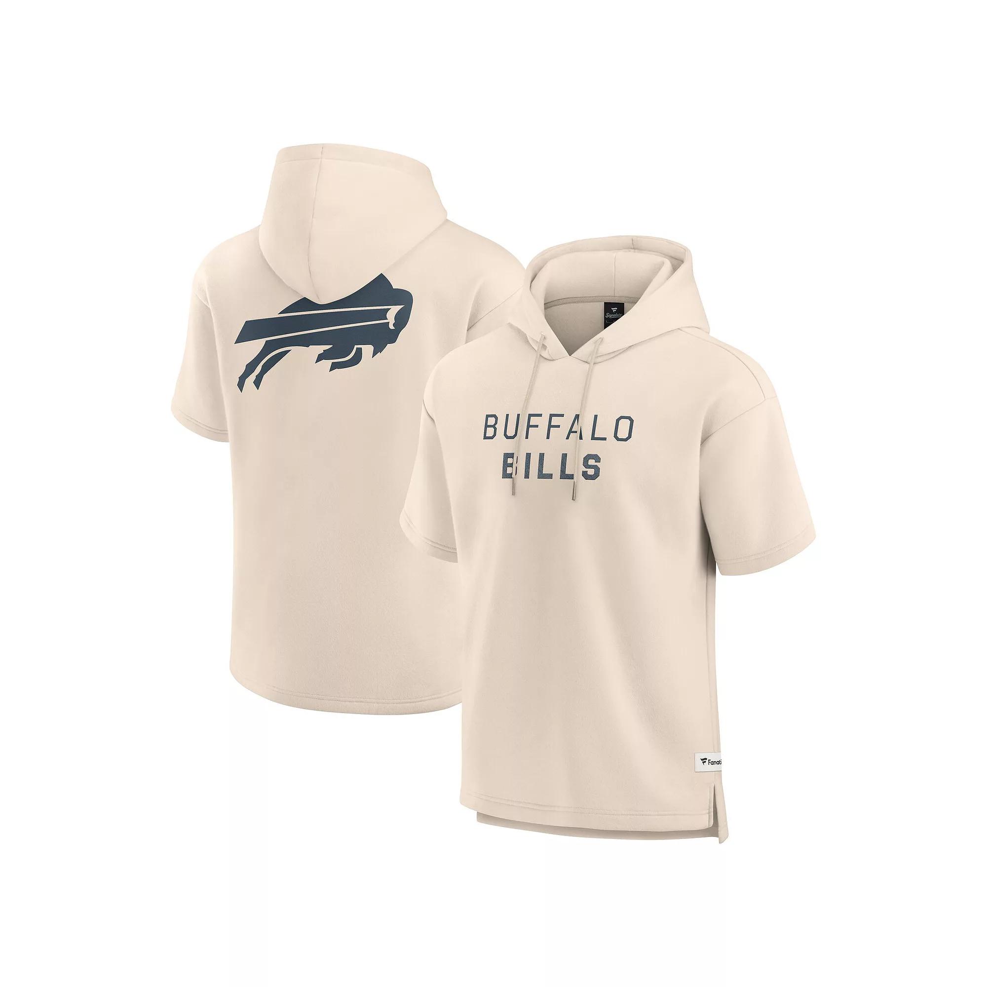 Men's Fanatics Cream Buffalo Bills Elements Future Ground Lettering Short Sleeve Pullover Hoodie, Size: Small, Beige Product Image