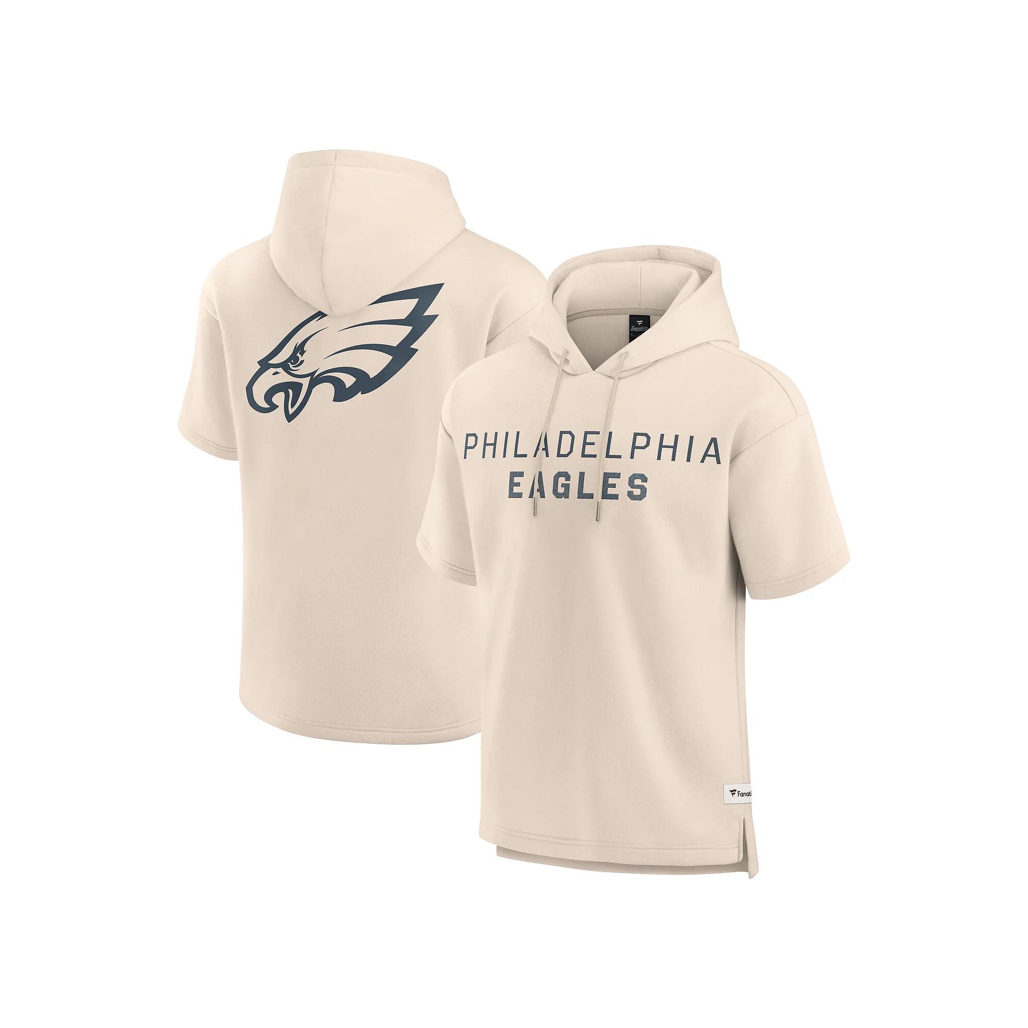 Men's Fanatics Cream Philadelphia Eagles Elements Future Ground Lettering Short Sleeve Pullover Hoodie, Size: 2XL, Beige Product Image