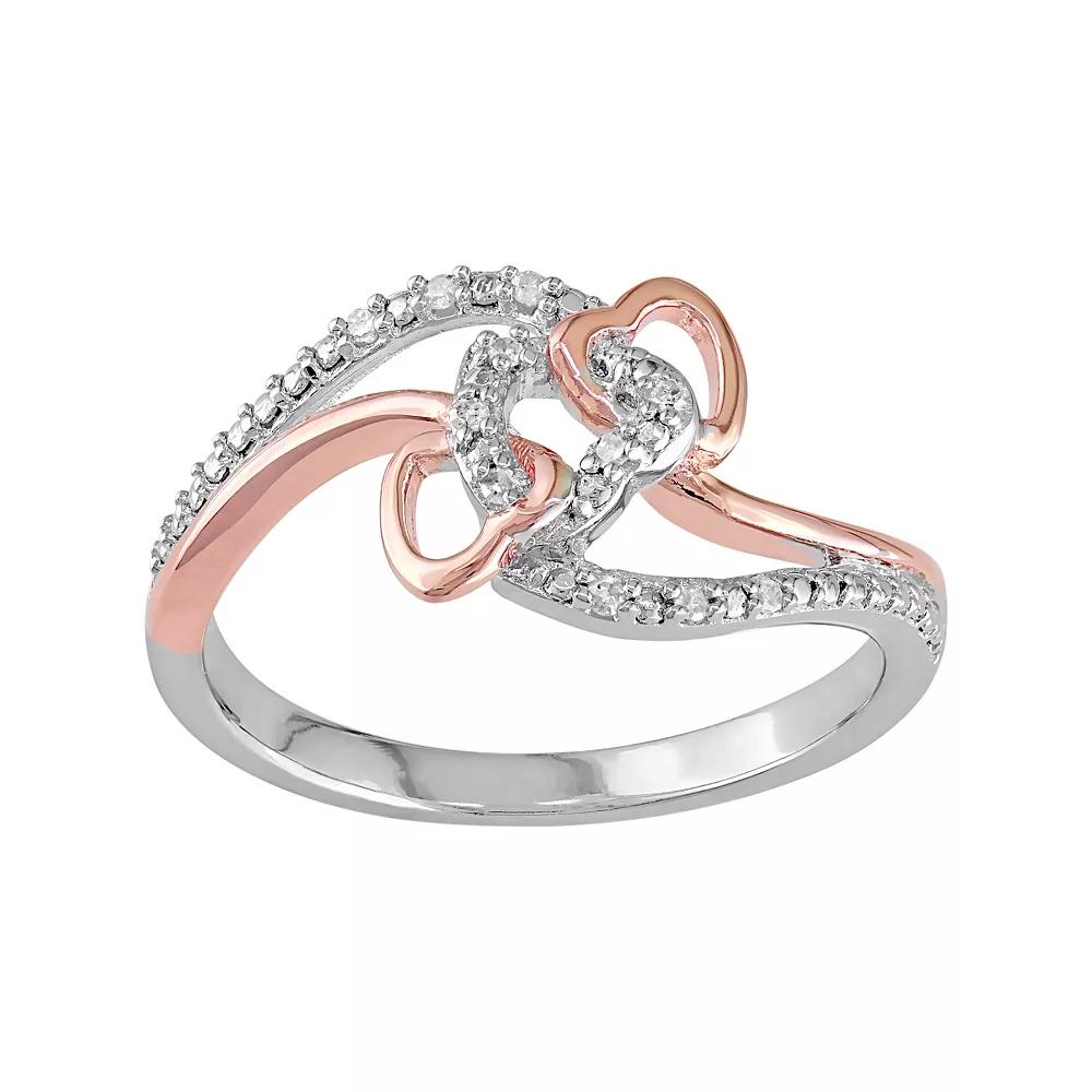 Stella Grace Diamond Accent Two Tone Sterling Silver Interlock Heart Ring, Women's, Size: 6, White Product Image