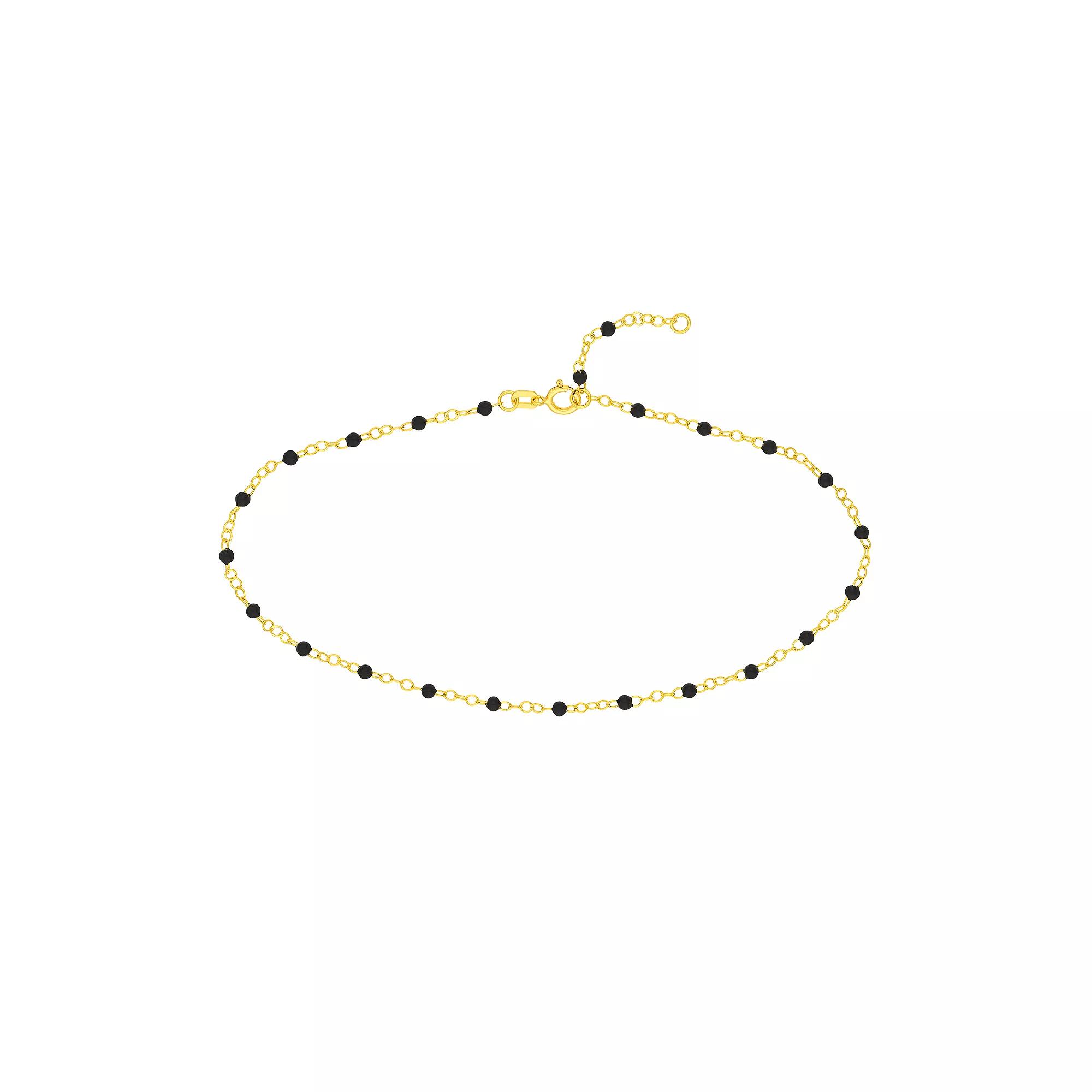 Color Romance 14k Gold Colored Enamel Bead Adjustable Anklet, Womens Product Image