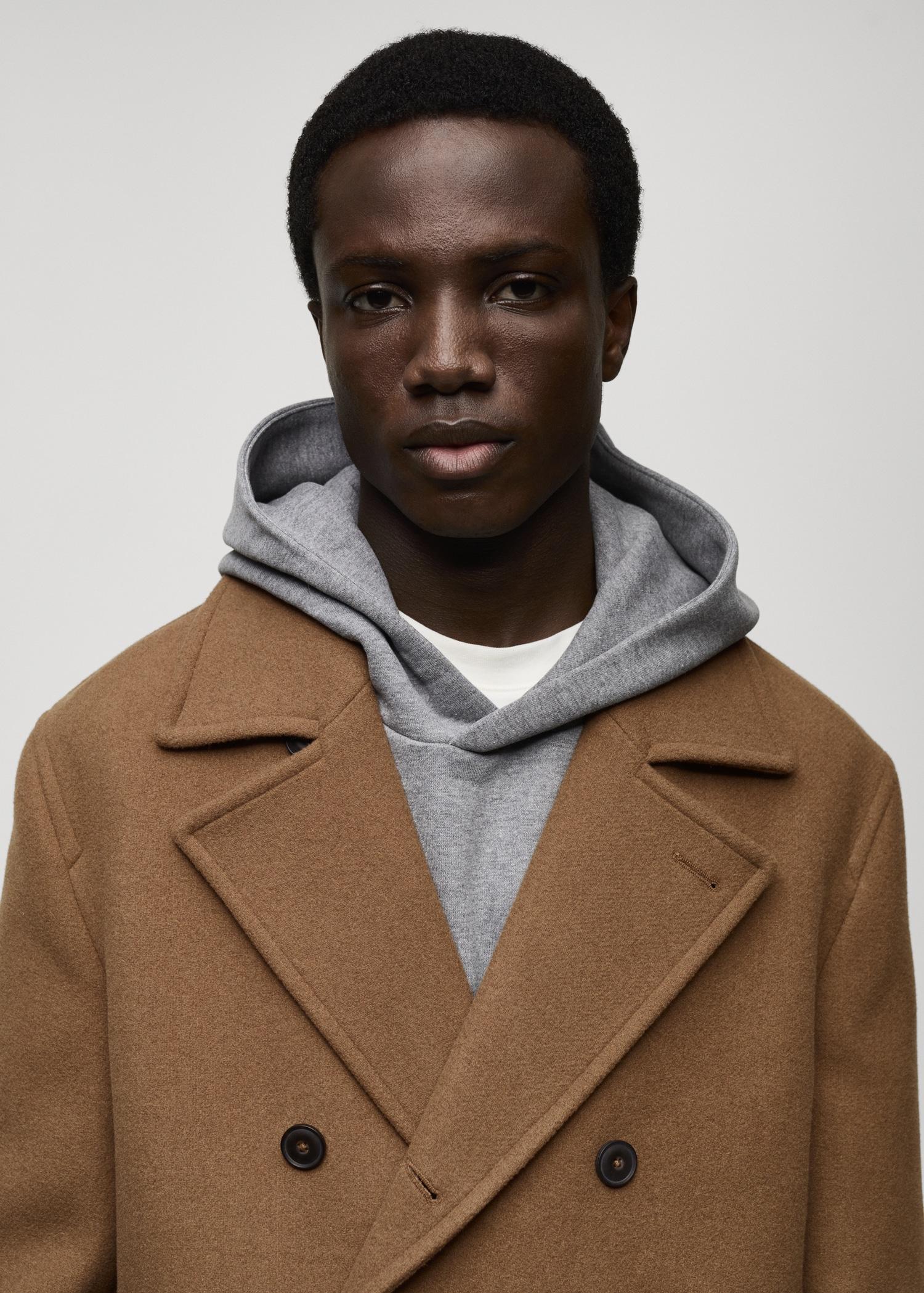 Wool double-breasted coat - Men | MANGO USA Product Image