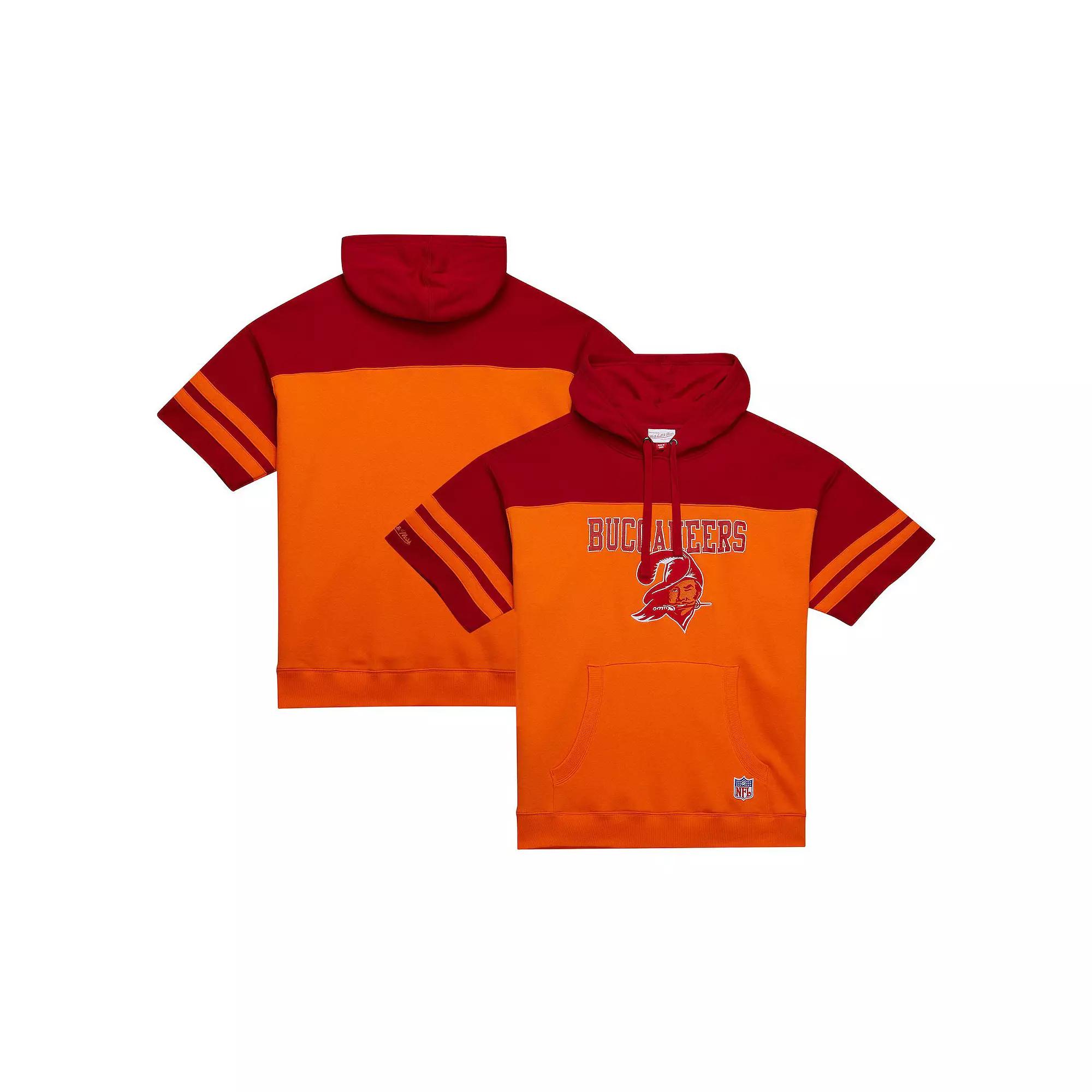 Men's Mitchell & Ness Orange Tampa Bay Buccaneers Off Field Vintage Logo Short Sleeve Pullover Hoodie,  Product Image