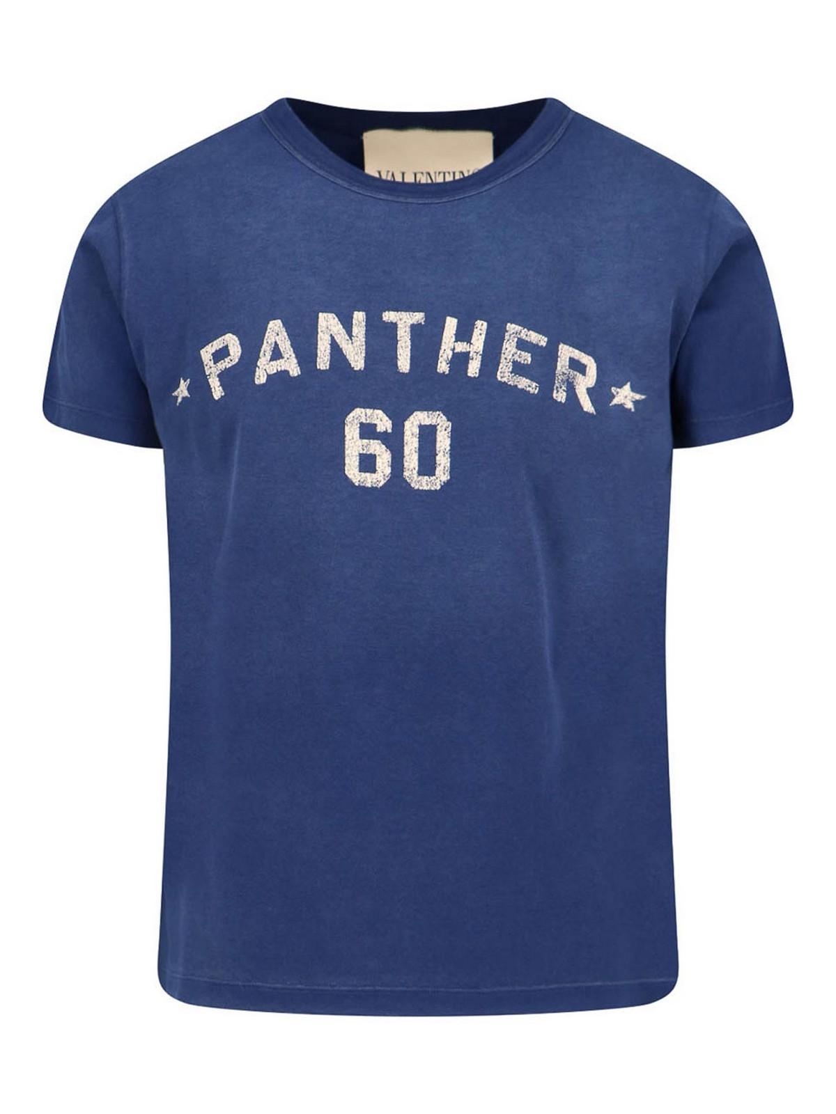 VALENTINO Garavani Navy Cotton T-shirt In Blue Product Image