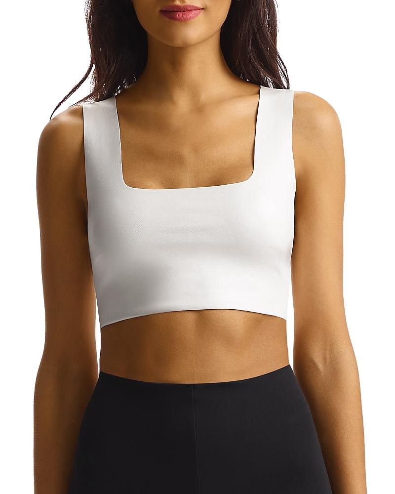 Womens Squareneck Faux Leather Crop Top Product Image