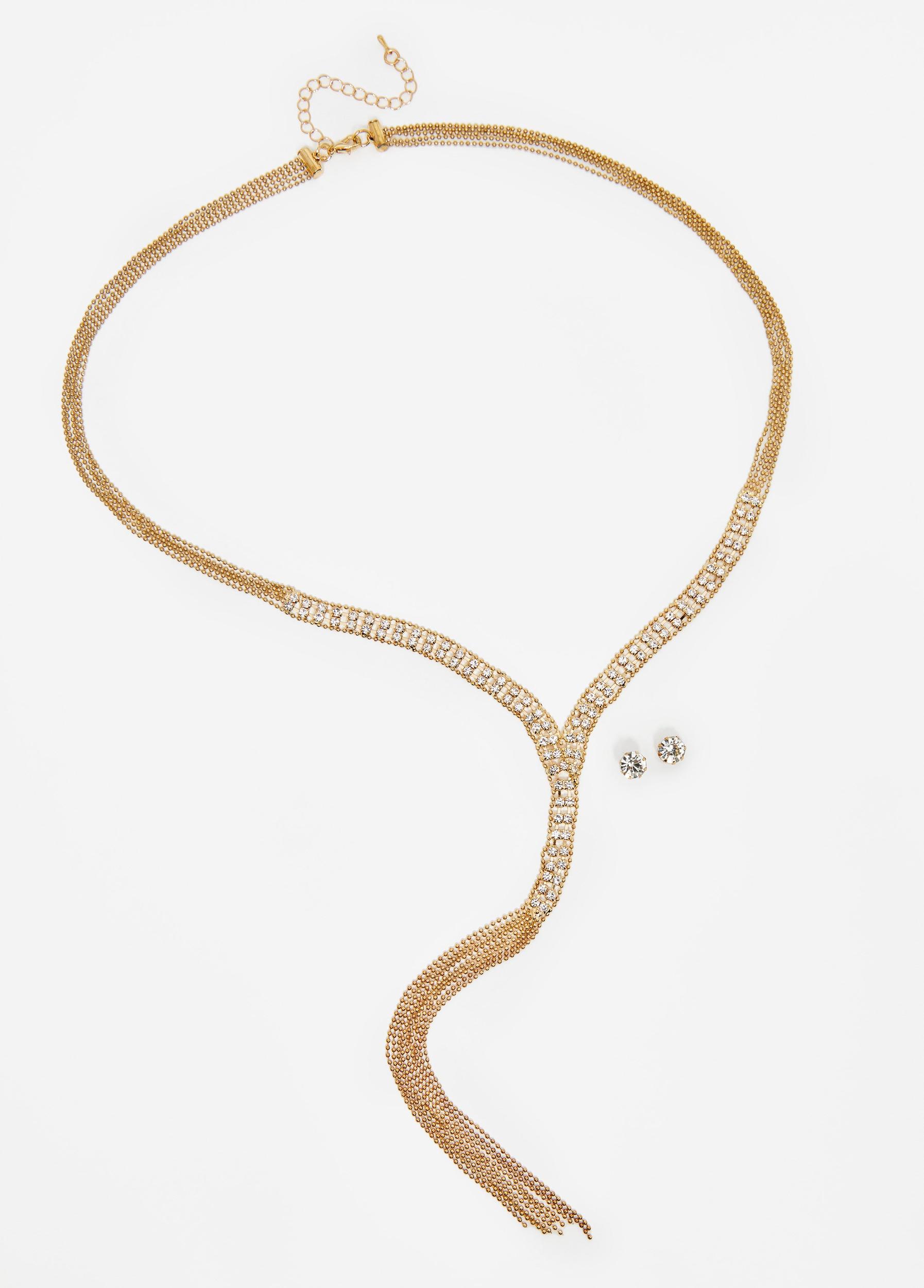 Tasseled Crystal Necklace Set Product Image