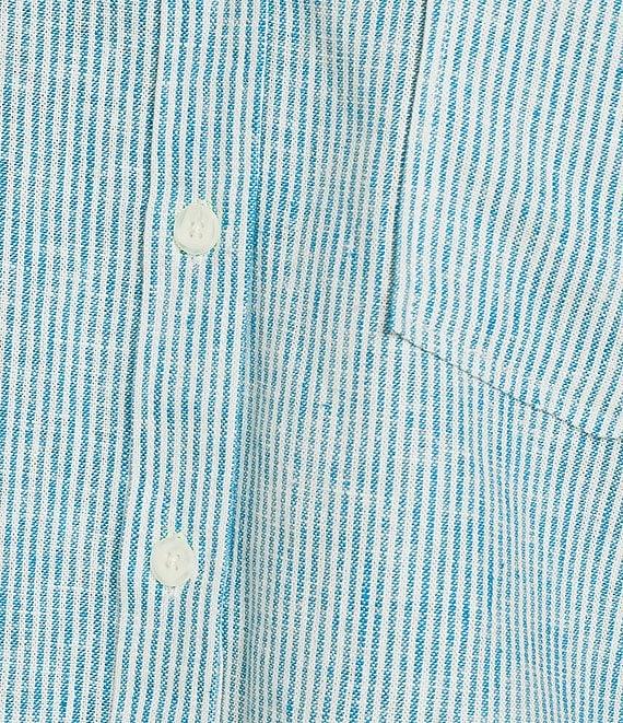 Copper Key Linen Stripe Coordinating Crop Camp Shirt Product Image