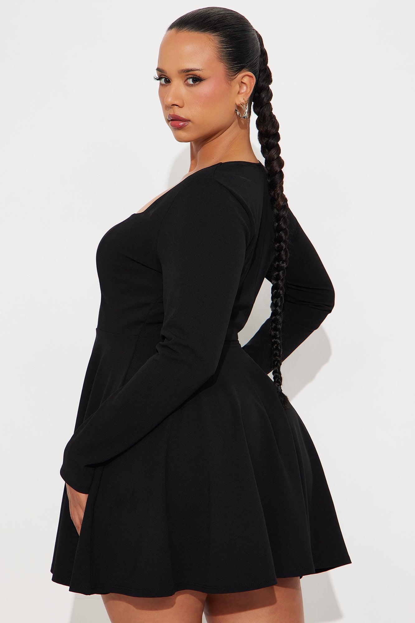 Alena Long Sleeve Mini Dress - Black Female Product Image