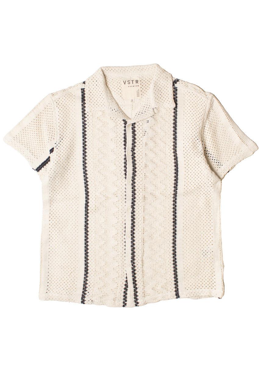 Stripe Cabana Crochet Button Up Shirt Product Image