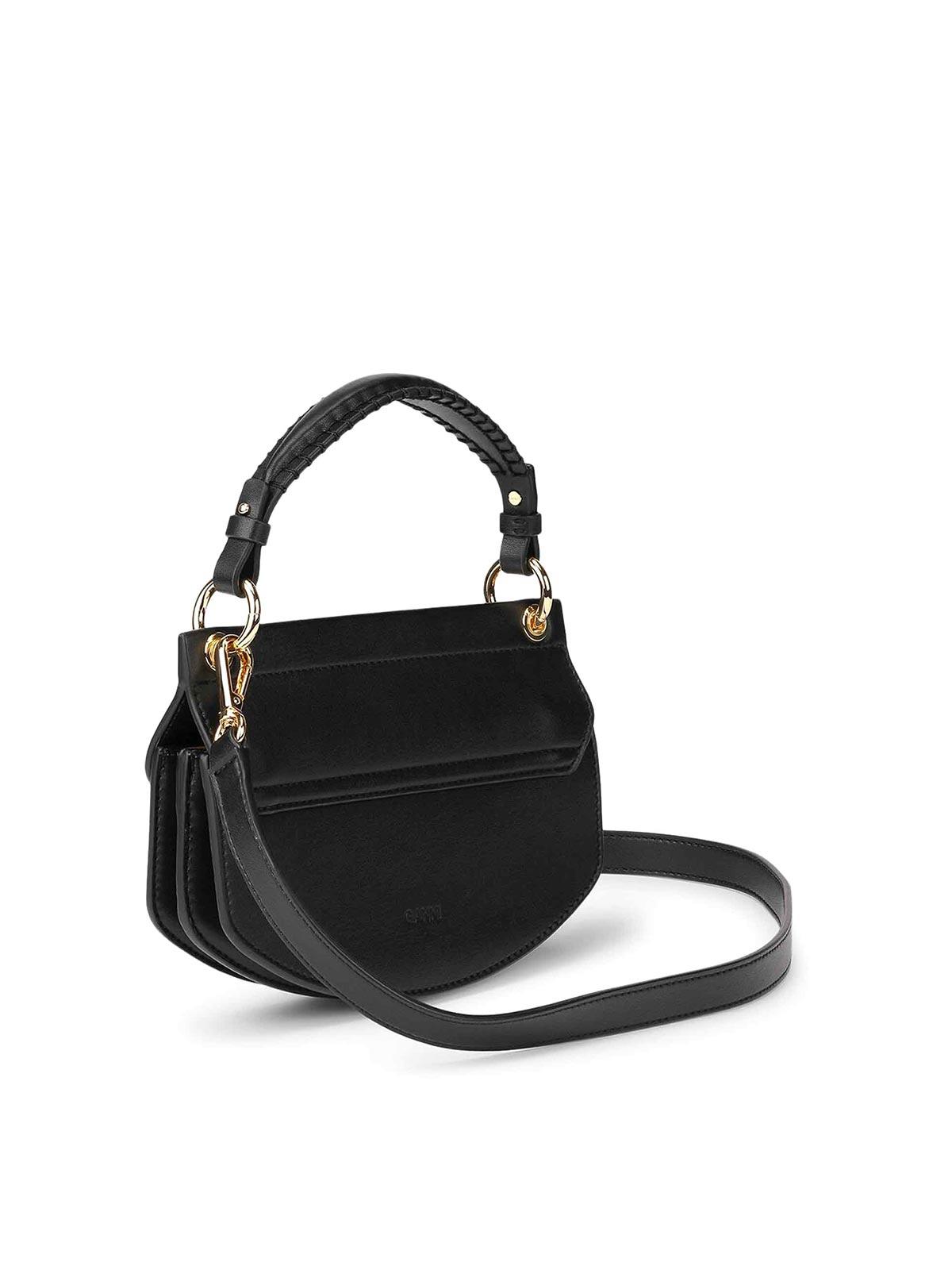 GANNI Womens Black Apo-g Mini Leather-blend Top-handle Bag Product Image