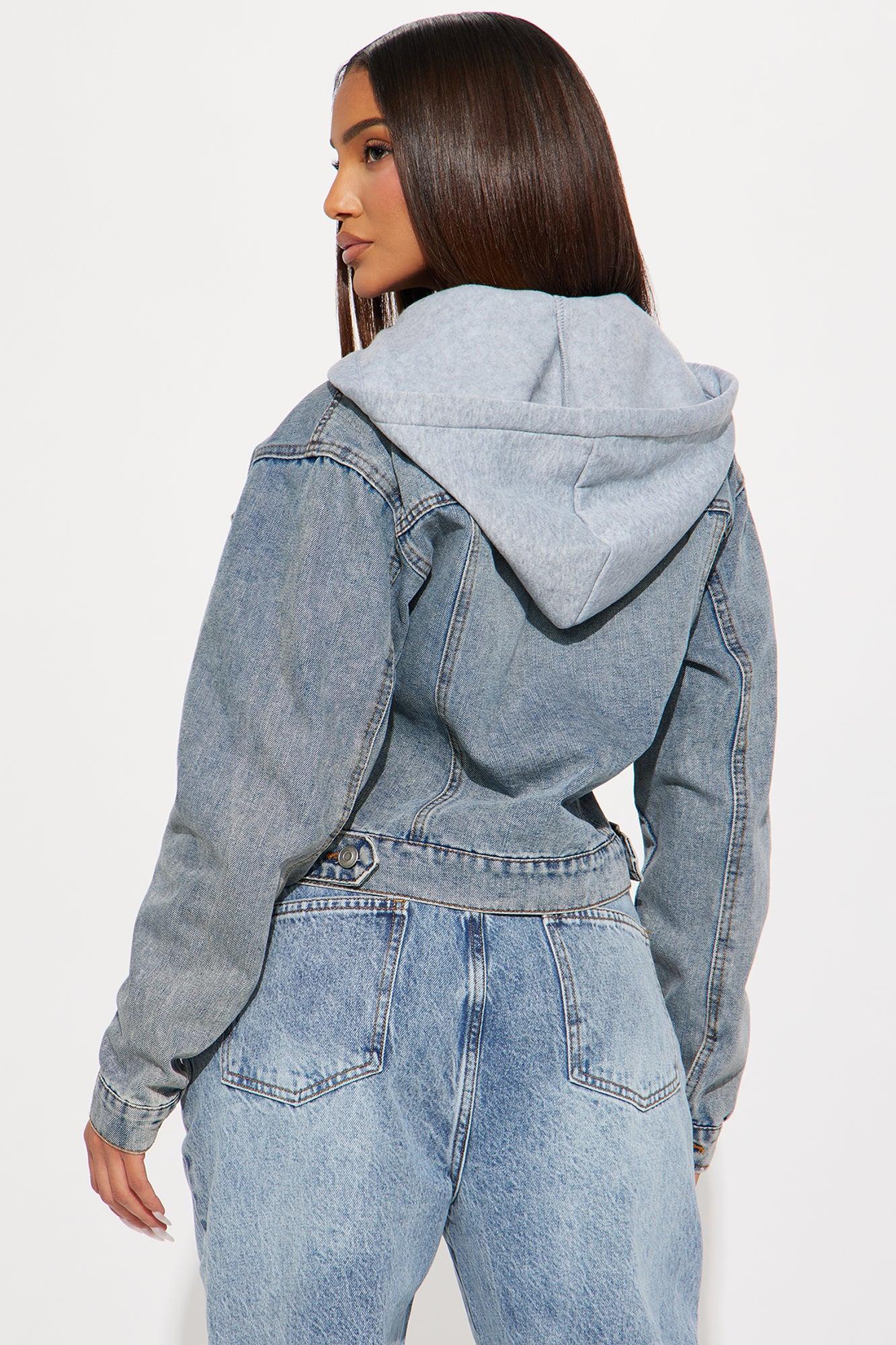 Denise Hooded Denim Jacket - Medium Wash Product Image