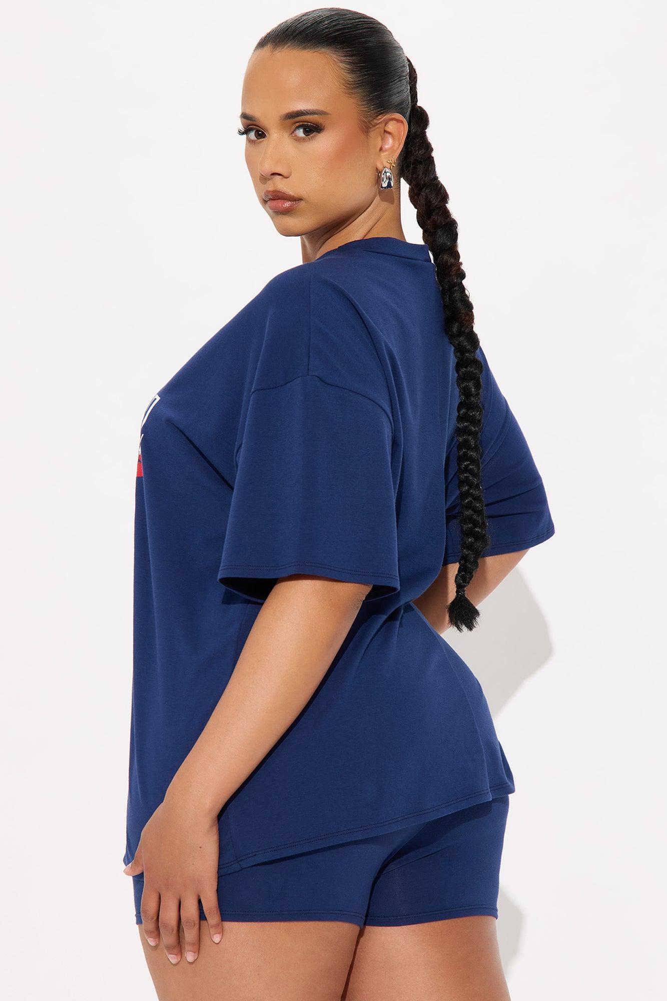 St. Tropez Beach Club Oversize  Short Set - Navy Female Product Image