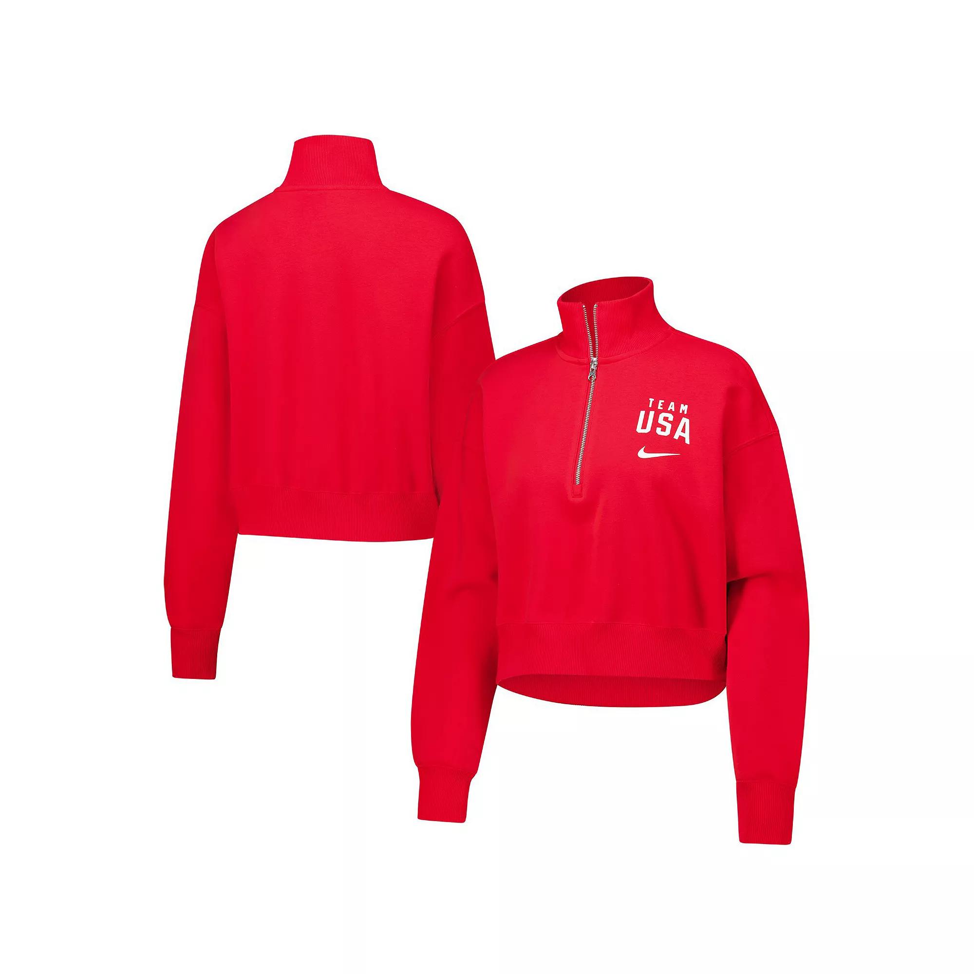 Womens Nike Red Team USA Phoenix Cropped Half-Zip Jacket Product Image